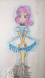 Size: 720x1248 | Tagged: safe, artist:galaxysultan, rarity, human, ballet, ballet slippers, clothes, dress, humanized, ruff (clothing)