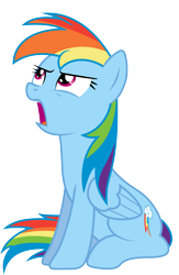 Size: 5642x8635 | Tagged: safe, artist:clashwolf3, derpibooru import, rainbow dash, pegasus, pony, absurd resolution, annoyed, complaining, female, frown, glare, looking up, mare, open mouth, simple background, sitting, solo, transparent, transparent background, vector, vector trace