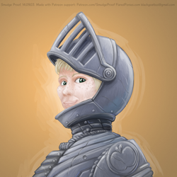 Size: 2000x2000 | Tagged: safe, artist:smudge proof, applejack, human, apple, armor, bust, cutie mark, fantasy class, freckles, humanized, knight, patreon, warrior