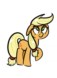 Size: 1024x1392 | Tagged: safe, artist:tokipeach, applejack, earth pony, pony, floppy ears, hatless, missing accessory, raised hoof, simple background, sleepy, solo, tired