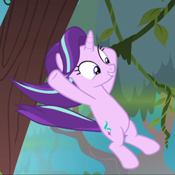 Size: 816x815 | Tagged: safe, screencap, starlight glimmer, pony, unicorn, road to friendship, cropped, cute, falling, female, glimmerbetes, happy, mare, smiling, solo