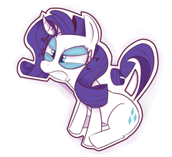 Size: 1200x1100 | Tagged: safe, artist:thegalen, rarity, pony, unicorn, disembodied horn, simple background, sitting, solo, squint, transparent background