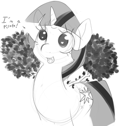 Size: 1280x1354 | Tagged: safe, artist:kryptchild, derpibooru import, twilight sparkle, grayscale, heart, heart eyes, monochrome, open mouth, pegwing relief fund, sapling, smiling, solo, tree