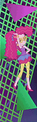 Size: 109x360 | Tagged: safe, pinkie pie, equestria girls, friendship through the ages, animated, bare shoulders, dancing, high heels, new wave pinkie, sleeveless, strapless