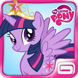 Size: 300x300 | Tagged: safe, derpibooru import, twilight sparkle, twilight sparkle (alicorn), alicorn, pony, app, app icon, cardboard twilight, female, gameloft, icon, mare, my little pony logo, solo