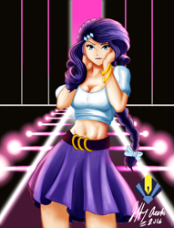 Size: 2942x3850 | Tagged: safe, artist:penspark, rarity, human, beauty, belly button, breasts, digital art, equestria girls outfit, fashion, female, gem, humanized, jewelry, jewels, midriff, raritits, runway, sexy