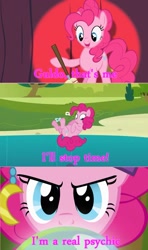 Size: 687x1163 | Tagged: safe, edit, edited screencap, screencap, pinkie pie, earth pony, pony, baby cakes, it's about time, too many pinkie pies, dialogue, dragon ball z, ginyu force, ginyu tokusentai!!, guldo, image macro, meme