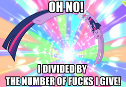 Size: 500x346 | Tagged: safe, derpibooru import, twilight sparkle, equestria girls, divide by zero, image macro, no fucks, vulgar