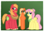 Size: 1000x700 | Tagged: safe, artist:faith-wolff, big macintosh, fluttershy, oc, oc:applebee, earth pony, pegasus, pony, alternate hairstyle, beard, faithverse, family photo, fluttermac, green background, male, neckerchief, next generation, offspring, older, parent:big macintosh, parent:fluttershy, parents:fluttermac, shipping, simple background, stallion, straight, trio