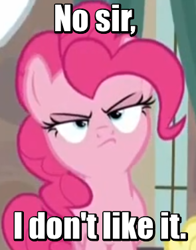 Size: 295x377 | Tagged: safe, screencap, pinkie pie, earth pony, pony, the cutie map, image macro, meme, mr. horse, reaction image, ren and stimpy, solo