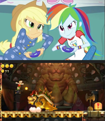 Size: 473x542 | Tagged: safe, derpibooru import, edit, screencap, applejack, rainbow dash, equestria girls, rainbow rocks, applejack and rainbow dash playing, bowser, exploitable meme, luigi, mario, meme, new super mario bros., new super mario bros. u, new super mario bros. u deluxe, nintendo, super mario bros.