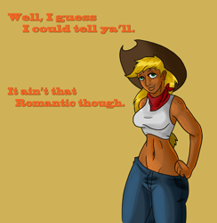 Size: 926x948 | Tagged: safe, artist:sirvictorpenint, applejack, spike, human, applespike, belly button, female, human applespike, humanapplespike, humanized, male, shipping, straight