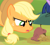 Size: 1192x1080 | Tagged: safe, screencap, applejack, earth pony, pony, bats!, apple, cropped, female, mare, narrowed eyes, rotten apple