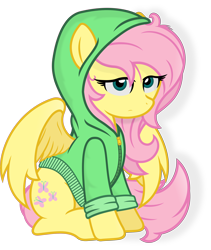 Size: 4000x4732 | Tagged: safe, artist:godoffury, fluttershy, pegasus, pony, .svg available, absurd resolution, clothes, hoodie, hug life, simple background, solo, transparent background, vector