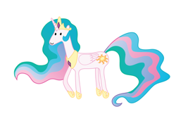 Size: 1024x674 | Tagged: safe, artist:synthorange, princess celestia, alicorn, pony, adventure time, beady eyes, simple background, solo, style emulation, white background