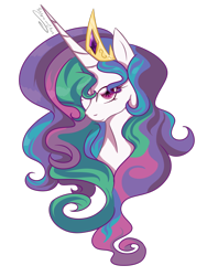 Size: 1280x1706 | Tagged: safe, artist:sakya-chan, princess celestia, alicorn, pony, bust, female, hair over one eye, mare, portrait, simple background, solo, transparent background