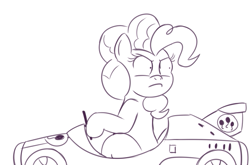 Size: 777x513 | Tagged: artist needed, source needed, useless source url, safe, pinkie pie, pony, the cutie map, female, looking at you, luigi's death stare, mare, mario kart 8, meme, monochrome, solo, unamused, wide eyes