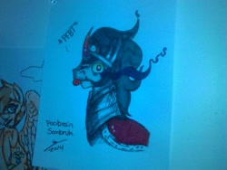 Size: 1280x960 | Tagged: safe, artist:beerdog, derpibooru import, king sombra, pony, unicorn, poo brain, traditional art