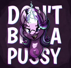 Size: 660x637 | Tagged: safe, artist:modularpon, starlight glimmer, pony, unicorn, bust, glowing horn, horn, portrait, solo, vulgar