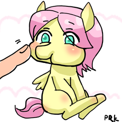 Size: 500x500 | Tagged: safe, artist:prk, butterscotch, fluttershy, human, finger, pixiv, poking, rule 63, solo