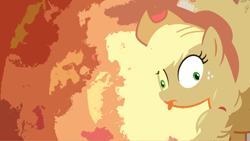 Size: 1920x1080 | Tagged: safe, artist:aleksa0rs1, applejack, earth pony, pony, derp, silly, silly pony, tongue out, vector, wallpaper