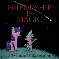 Size: 1824x1824 | Tagged: safe, artist:tranquilmind, derpibooru import, spike, twilight sparkle, dragon, calvin and hobbes, cover, parody, style emulation