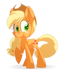 Size: 868x1052 | Tagged: safe, artist:fj-c, applejack, earth pony, pony, raised hoof, simple background, smiling, solo