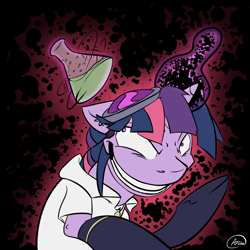 Size: 1000x1000 | Tagged: safe, artist:arcum89, derpibooru import, twilight sparkle, mad scientist, solo, twilight mengele, vial