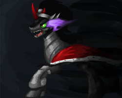 Size: 4000x3200 | Tagged: safe, artist:clrb, derpibooru import, king sombra, pony, unicorn, black mane, male, sharp teeth, solo, sombra eyes, stallion