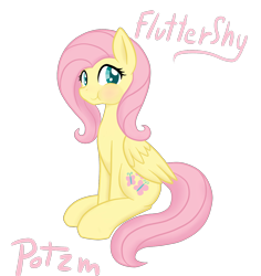 Size: 1300x1375 | Tagged: safe, artist:potzm, fluttershy, pegasus, pony, female, mare, sitting, solo