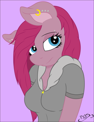 Size: 1024x1323 | Tagged: safe, artist:cyanyeh, artist:midnightblitzz, pinkie pie, anthro, clothes, hoodie, piercing, pinkamena diane pie, solo, vector