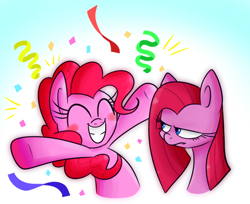 Size: 544x443 | Tagged: safe, artist:vdru7, pinkie pie, earth pony, pony, duality, pinkamena diane pie, pixiv, solo