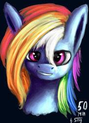 Size: 3000x4113 | Tagged: safe, artist:bluespiritofgood, derpibooru import, rainbow dash, pegasus, pony, bust, grin, portrait, smirk, solo