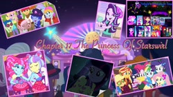 Size: 3840x2160 | Tagged: safe, edit, edited screencap, screencap, adagio dazzle, applejack, aria blaze, dirk thistleweed, fluttershy, kiwi lollipop, nolan north, pinkie pie, princess thunder guts, rainbow dash, rarity, sci-twi, sonata dusk, starlight glimmer, sunset shimmer, supernova zap, twilight sparkle, vignette valencia, alicorn, better together, choose your own ending, eqg summertime shorts, equestria girls, festival filters, inclement leather, inclement leather: vignette valencia, lost and pound, lost and pound: spike, mirror magic, rainbow rocks, sunset's backstage pass!, spoiler:eqg specials, clothes, fanfic, fanfic art, fanfic cover, guitar, how to backstage, musical instrument, pajamas, phone, postcrush, puppy, the dazzlings
