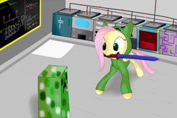 Size: 3000x2000 | Tagged: safe, artist:joey, fluttershy, pegasus, pony, clothes, creeper, creepershy, feed the beast, hoodie, minecraft, sword