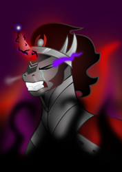 Size: 744x1052 | Tagged: safe, artist:alexthejones, derpibooru import, king sombra, pony, umbrum, unicorn, crying, solo