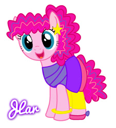 Size: 1023x1131 | Tagged: safe, artist:sweet-swag-pony, pinkie pie, equestria girls, rainbow rocks, alternate hairstyle, bracelet, clothes, cute, equestria girls outfit, happy, leggings, new wave pinkie, open mouth, skirt, solo