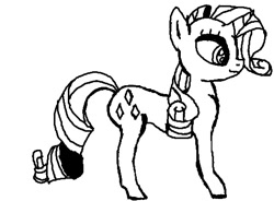 Size: 505x372 | Tagged: safe, artist:mspaintjoe, rarity, pony, unicorn, monochrome, ms paint, side view, solo