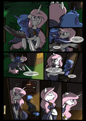 Size: 1240x1754 | Tagged: safe, artist:lunarcakez, princess celestia, princess luna, alicorn, pony, comic:the origins of hollow shades, blood, comic, pink-mane celestia, royal sisters, younger