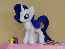Size: 640x480 | Tagged: safe, artist:whitedove-creations, rarity, irl, measuring tape, photo, plushie, solo