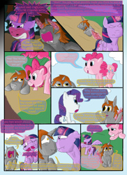 Size: 1024x1403 | Tagged: safe, artist:firefanatic, derpibooru import, pinkie pie, rarity, twilight sparkle, twilight sparkle (alicorn), oc, alicorn, earth pony, pony, unicorn, angry, female, magic, mare, mushrooms, nervous, scrunchy face