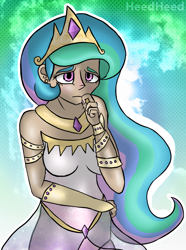 Size: 804x1083 | Tagged: safe, artist:heedheed, princess celestia, human, clothes, dress, humanized, nail polish, solo