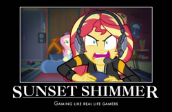 Size: 659x427 | Tagged: safe, edit, edited screencap, screencap, sunset shimmer, better together, equestria girls, game stream, motivational poster