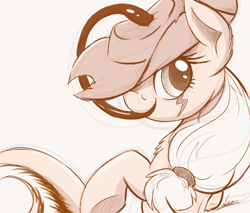 Size: 2000x1700 | Tagged: safe, artist:ncmares, derpibooru import, applejack, monster pony, original species, tatzlpony, monochrome, solo, species swap, tatzljack, tentacle tongue, tentacles