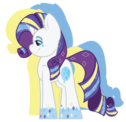 Size: 1312x1264 | Tagged: safe, artist:eivilpotter, rarity, pony, unicorn, female, horn, mare, multicolored mane, rainbow power, solo, white coat