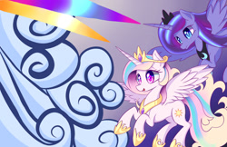 Size: 1190x770 | Tagged: safe, artist:kawaiipony2, princess celestia, princess luna, alicorn, pony, crown, female, horn, jewelry, mare, regalia, royal sisters, siblings, sisters