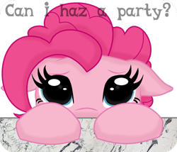 Size: 728x624 | Tagged: safe, artist:ipandacakes, pinkie pie, earth pony, pony, caption, puppy dog eyes, sad, simple background, solo, transparent background