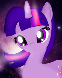 Size: 2000x2500 | Tagged: safe, artist:cristayne, derpibooru import, twilight sparkle, pony, unicorn, female, mare, multicolored mane, purple coat, solo