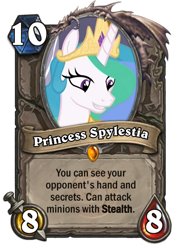 Size: 400x573 | Tagged: safe, princess celestia, alicorn, pony, bedroom eyes, card, clothes, dress, gala dress, hearthstone, meta, solo