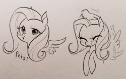 Size: 1280x806 | Tagged: safe, artist:glacierclear, fluttershy, pegasus, pony, :t, blushing, cute, eyes closed, flapping, glare, hand, happy, lineart, monochrome, petting, pouting, puffy cheeks, smiling, spread wings